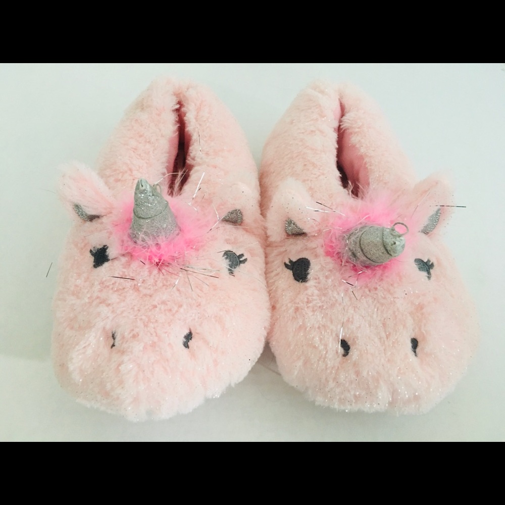Plush Pink Unicorn Slippers